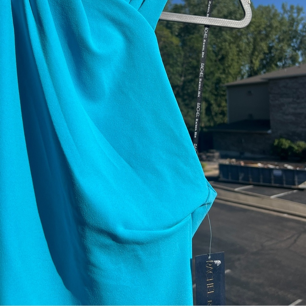 🆕🦋 Rachel Roy Aqua Blue Bodycon Midi Cocktail Dress M Wedding Party Evening - Picture 8 of 17